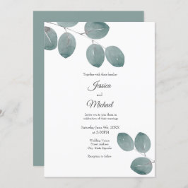 Blätter für Aquarellfarben-Silver-Dollar-Eukalyptu Einladung