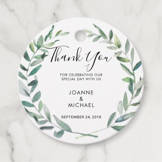 Blätter für Aquarelloliven Vielen Dank Geschenkanhänger (Vorderseite)