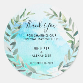 Blätter für Aquarelloliven Vielen Dank Runder Aufkleber