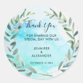 Blätter für Aquarelloliven Vielen Dank Runder Aufkleber (Vorderseite)