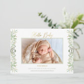 Blätter für Aquarellpflanzen Baby Ankündigung (Stehend Vorderseite)