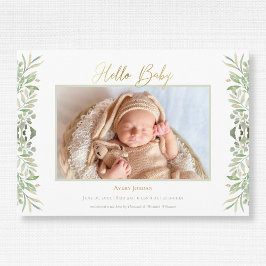 Blätter für Aquarellpflanzen Baby Ankündigung