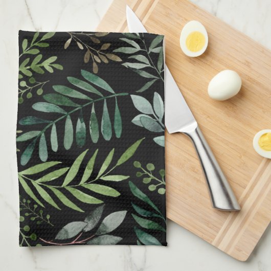 Blätter für Aquarellpflanzen Geschirrtuch (Viertel Falte)