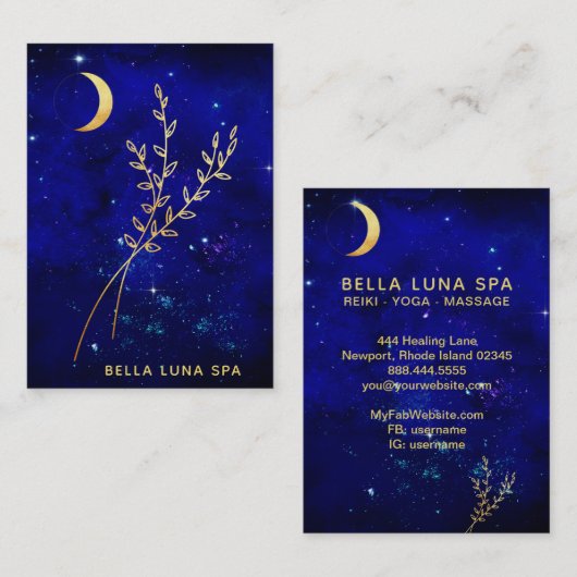 *~* Blätter für blaue Mondzweige Visitenkarte (Vorne/Hinten)