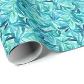 Blätter für blaue und grüne Wasserfarben Geschenkpapier (Rolleneckpunkt)
