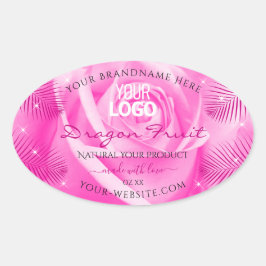 Blätter für Blumenprodukte Rosa Palme Logo Ovaler Aufkleber