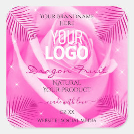 Blätter für Blumenprodukte Rosa Palme Logo Quadratischer Aufkleber