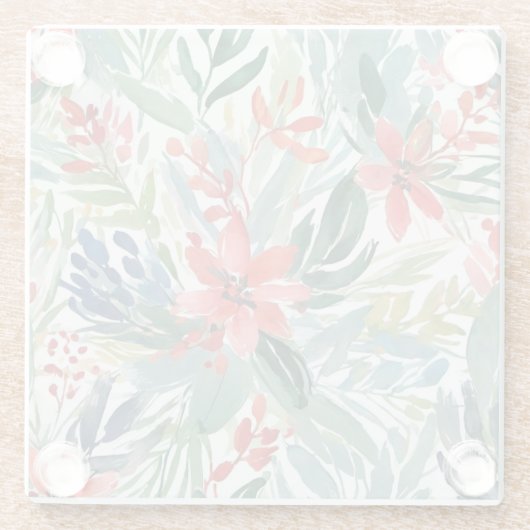 Blätter für botanische Blume Glasuntersetzer (Rückseite)