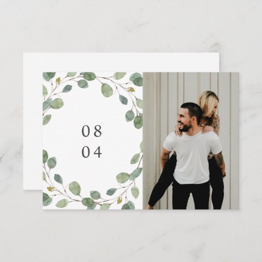 Blätter für botanische Rahmen Wasserfarben Foto Save The Date (Vorne/Hinten)