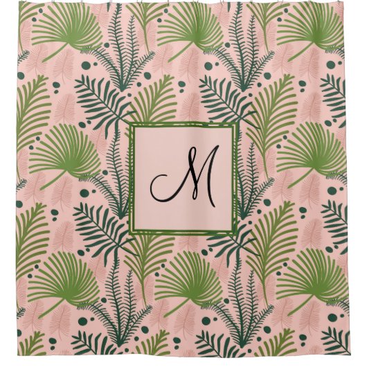 Blätter für botanische Vegetation und Monogramm Pi Duschvorhang (Vorderseite)