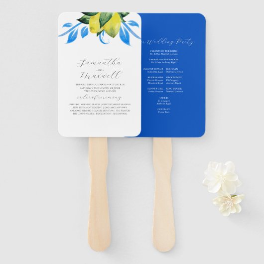 Blätter für das Hochzeitsprogramm "Botanische Zitr Fächer (Vorne und Hinten)