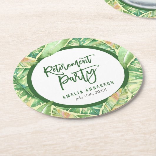 Blätter für das Party "Grüne Wasserfarbe" Runder Pappuntersetzer (Angewinkelt)