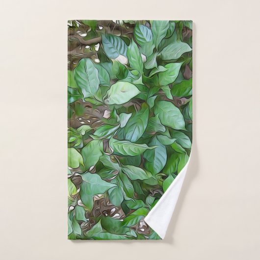 Blätter für den Garten bemalt Badhandtuch Set (Handtuch)