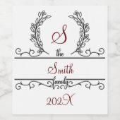 Blätter für den Schriftart Monogram Familienname S Weinetikett (Einzelnes Label)