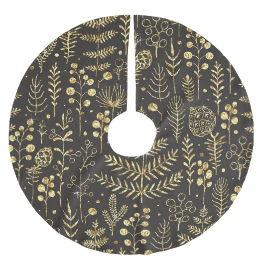 Blätter für den Urlaub: Vintages Kiefernmuster Polyester Weihnachtsbaumdecke (Vorderseite)