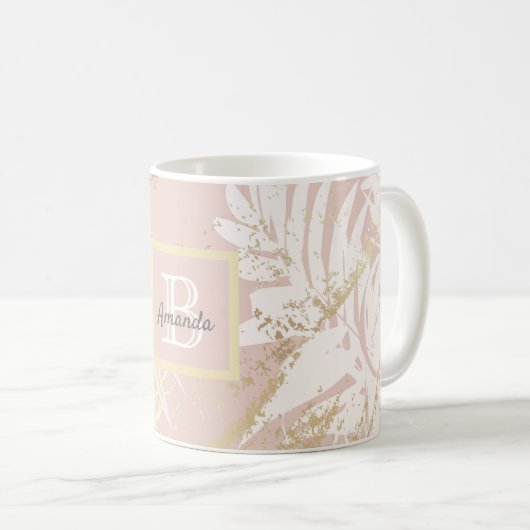 Blätter für die Blattgold-Rose, roh Kaffeetasse (VorderseiteRechts)