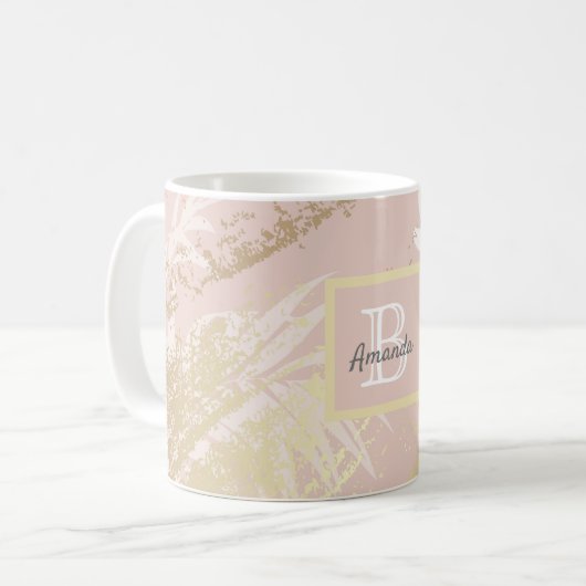 Blätter für die Blattgold-Rose, roh Kaffeetasse (Vorderseite Links)