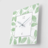 Blätter für die Farbe des grünen Wassers Quadratische Wanduhr (Winkel)