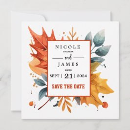 Blätter für die Farbe des Herbstes Save The Date