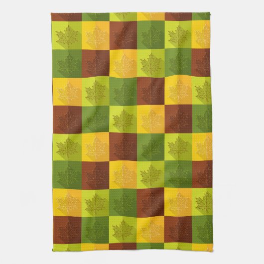 Blätter für die Herbstmaple, braun, goldfarben, gr Geschirrtuch (Vertikal)