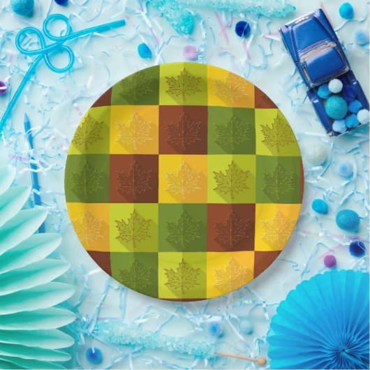 Blätter für die Herbstmaple, braun, goldfarben, gr Pappteller (Party)