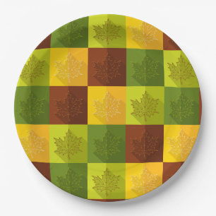 Blätter für die Herbstmaple, braun, goldfarben, gr Pappteller