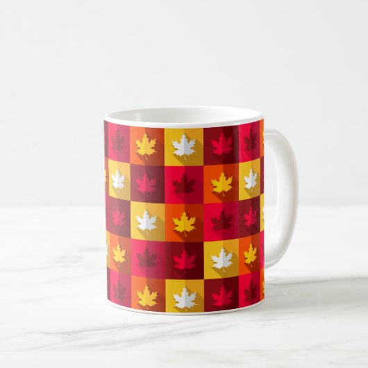 Blätter für die Herbstmaple - Helle Patchwork Kaffeetasse (VorderseiteRechts)