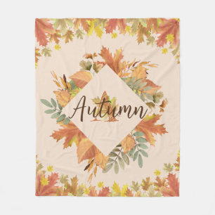 Blätter für die Herbstmaple Monogram Fleece Blanke