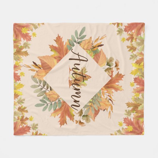 Blätter für die Herbstmaple Monogram Fleece Blanke (Vorderseite (Horizontal))