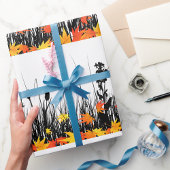 Blätter für die Herbstmaple und Silhouette für Wil Geschenkpapier