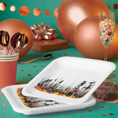 Blätter für die Herbstmaple und Silhouette für Wil Pappteller