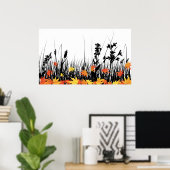 Blätter für die Herbstmaple und Silhouette für Wil Poster (Heimbüro)