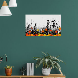 Blätter für die Herbstmaple und Silhouette für Wil Poster
