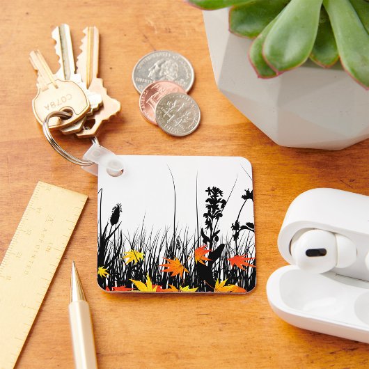 Blätter für die Herbstmaple und Silhouette für Wil Schlüsselanhänger