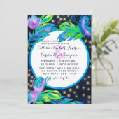 Blätter für die Hochzeit von Aquarellfarben in Nav Einladung (Stehend Vorderseite)