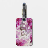 Blätter für die rosa Blume mit benutzerdefinierten Gepäckanhänger (Rückseite vertikal)