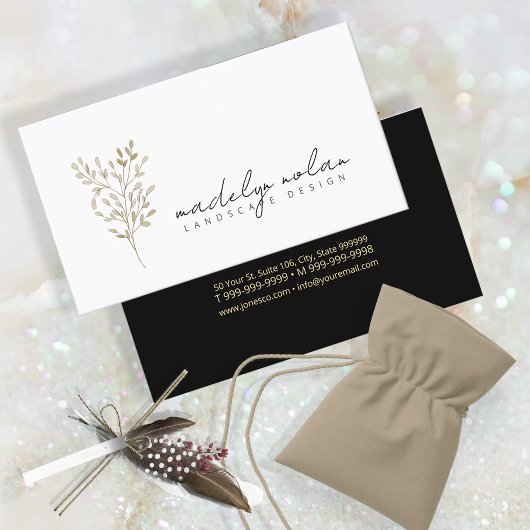 Blätter für einfache Natur Kalligraphie-ID934 Visitenkarte