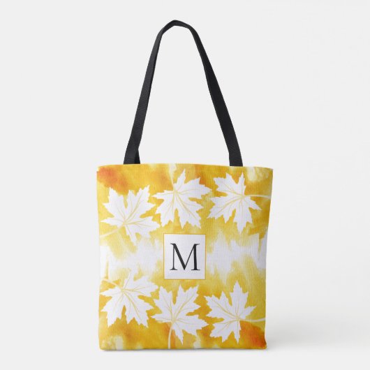 Blätter für gelbe Aquarellfarben und Monogramm Tasche (Rückseite)