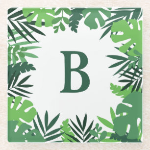 Blätter für grüne Blumenpalme Glasuntersetzer