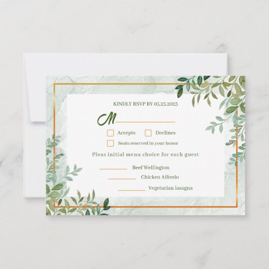 Blätter für Grünpflanzen 3 Wahlmöglichkeiten RSVP (Rückseite)