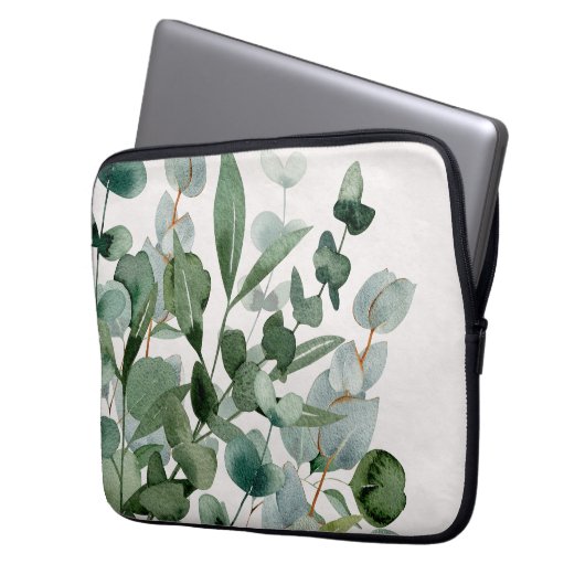 Blätter für Grünpflanzen in Aquarellfarben Laptopschutzhülle (Vorderseite Links)