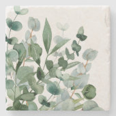 Blätter für Grünpflanzen in Aquarellfarben Steinuntersetzer (Vorderseite)