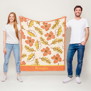 Blätter für Herbst-Blume-Muster personalisieren Fleecedecke