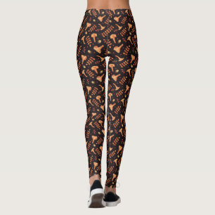 Blätter für Herbst Wasserfarbe Chanterelles Acorns Leggings