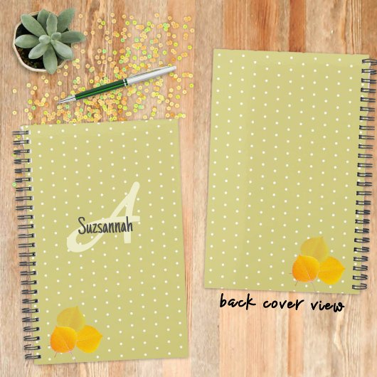 Blätter für Herbstaspeln und Monogramm-Polka-Dotte Planer