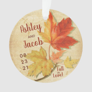 Blätter für Herbstfallen Gastgeschenk Hochzeit Ret Ornament