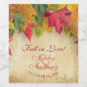 Blätter für Herbstfallen Gastgeschenk Hochzeit Ret Weinetikett (Einzelnes Label)