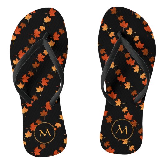 Blätter für Herbstfarben mit Monogramm Badesandalen (Fußbett)