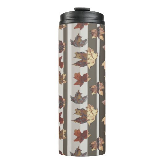 Blätter für Herbstfarben Strippen Thermosbecher (Vorderseite)