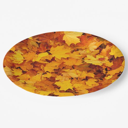 Blätter für Herbstmaple Pappteller (Schrägansicht)
